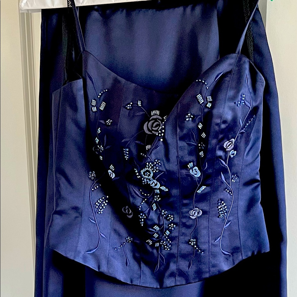 Michaelangelo dress from David’s Bridal. 2 piece skirt & halter (Shoulder scarf)